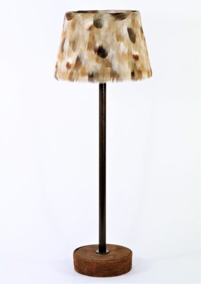 Wild African goose feathers small leather table lamp