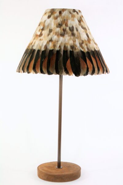 Wild African goose feathers large leather table lamp 2