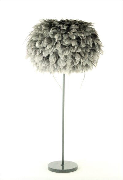 Grey feather ball small table lamp