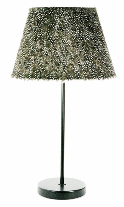 Guinea fowl feathers large table lamp