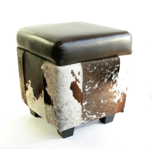 Dark Brown Nguni fur Cupcake Ottoman