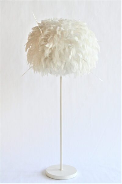 Natural white feather ball small table lamp