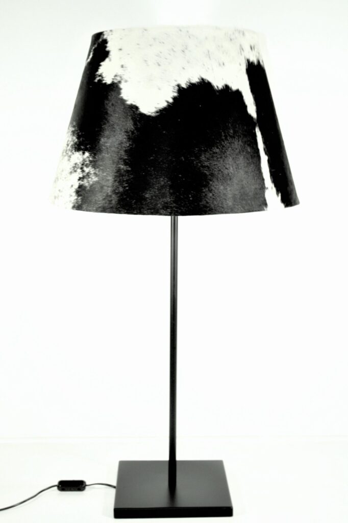 Black & white cow fur large table lamp