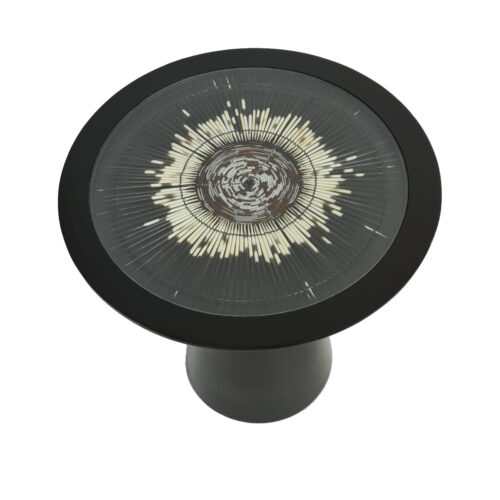 Black Wood Mushroom Side Table With Porcupine Quills