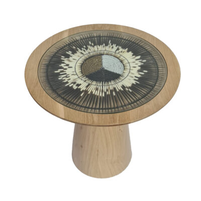 Oak Wood Mushroom Side Table With Porcupine Quills
